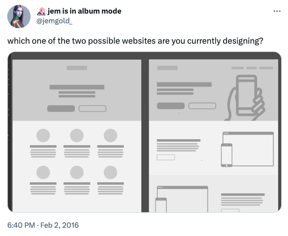 Tweet about web design singularity